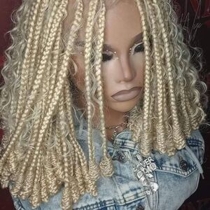 Blonde Curly Braided Wig